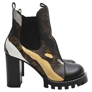 Louis Vuitton LV x LoL Star Trail Ankle Boots in Brown Coated Canvas